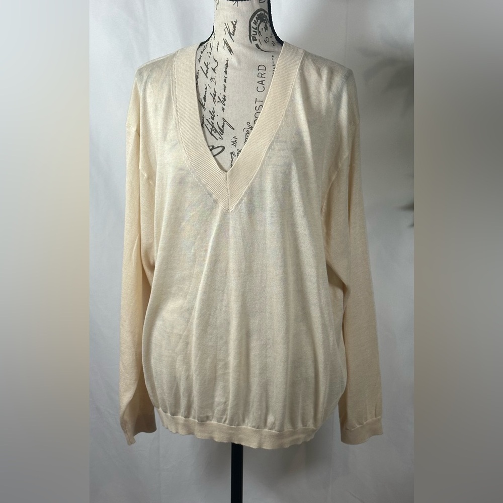 A New Day Women's Fine Gauge V-Neck Pullover Sweater – Size XL | Beige | NWT - Picture 2 of 11